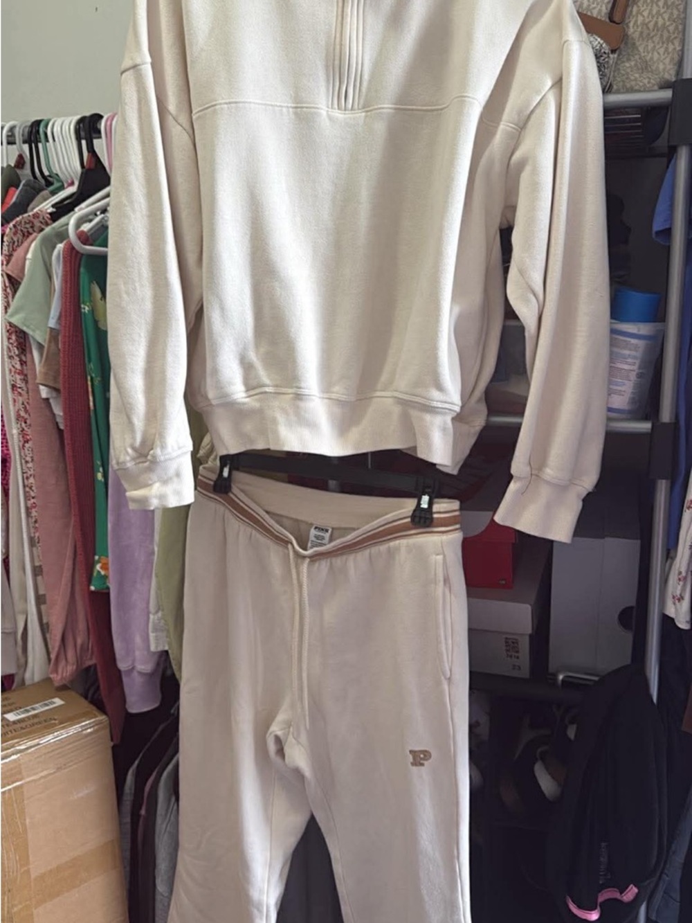 PINK Victoria's Secret Cream Track Pants & Pullover Set